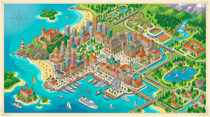 design illustrated maps, location maps, city maps, tourist maps and vector map