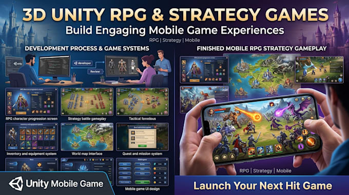 develop unity 3d rpg game, strategy game, 3d mobile game, real time rts game