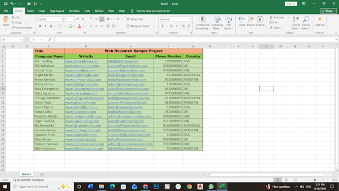 do accurate data entry, excel data cleaning, web research
