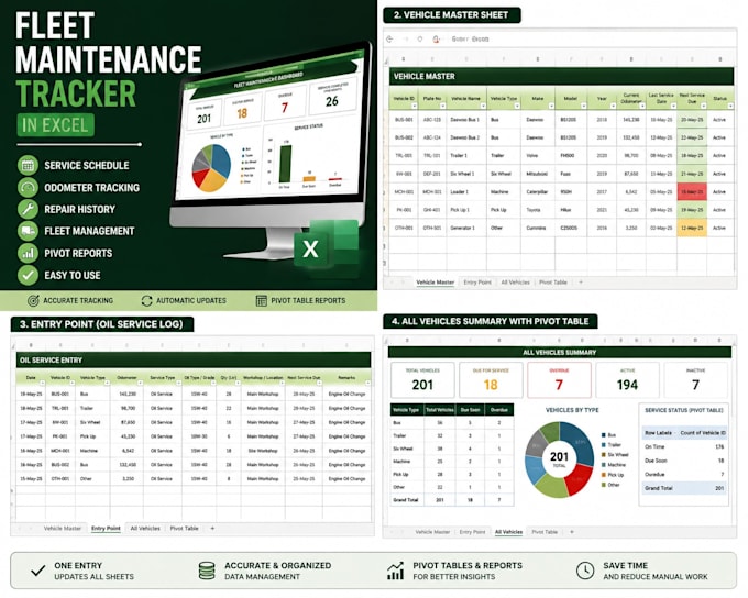 create fleet maintenance and excel report