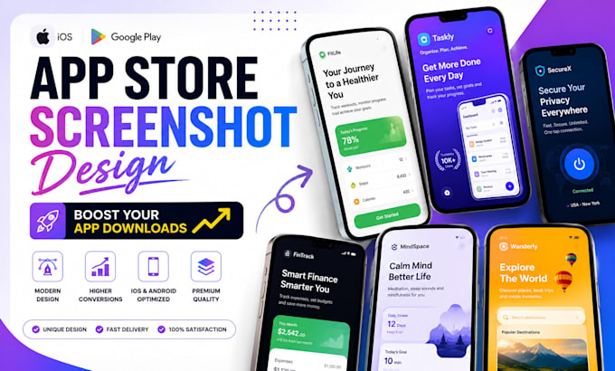 design app store screenshots for ios and google play app listing