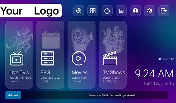 customized android ibo player app with premium admin panel and logo intro