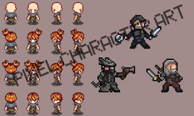 Create pixel art character animation sprite sheet, game asset for indie ...