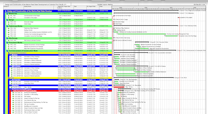 create a primavera p6 project schedule and progress report