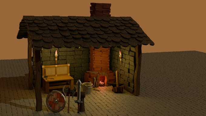 model stylized 3d environments and props in blender