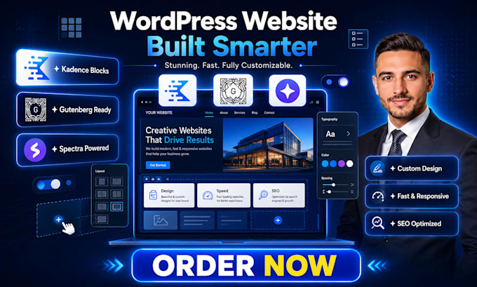 build kadence, gutenberg, spectra based wordpress website and kadence blocks