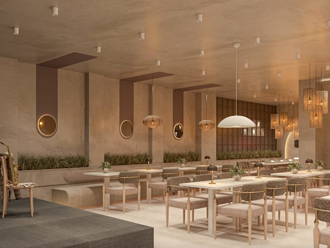 redesign restaurant interior rendering, cafe,bar,lounge,event hall,2d floor plan