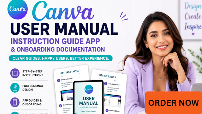 design canva user manual, instruction guide app, with onboarding documentation