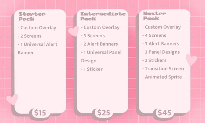 design cute twitch overlay packages