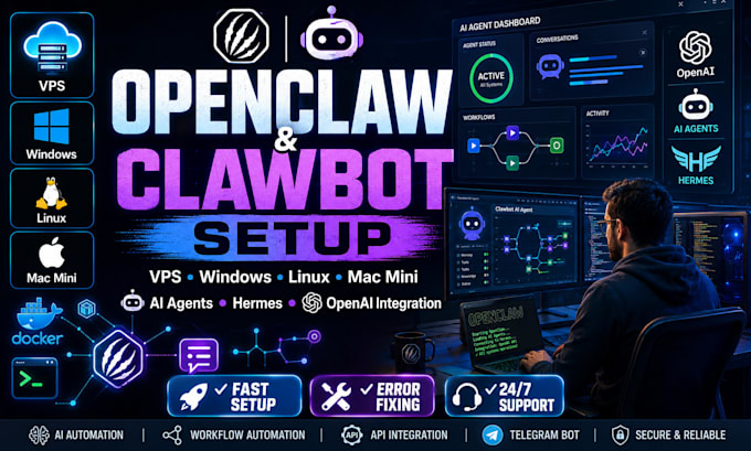 build telegram bot, manychat, openclaw, n8n automation and vps setup