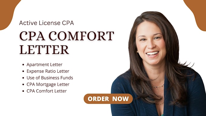 provide US CPA letter, CPA income verification letter and comfort letter