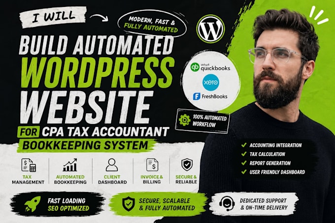 build automated wordpress website for cpa tax accountant bookkeeping system