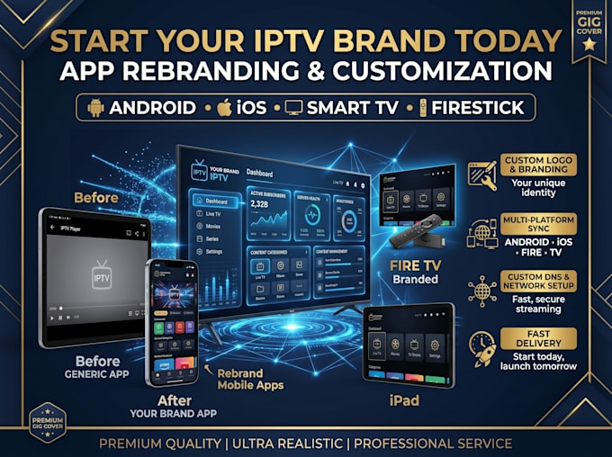 create a professional ios iptv app and android iptv app withwhite label branding