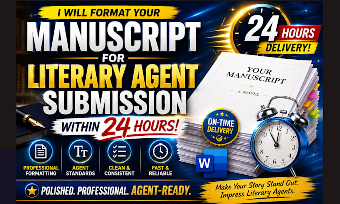 format manuscript for literary agent submission within 24 hours