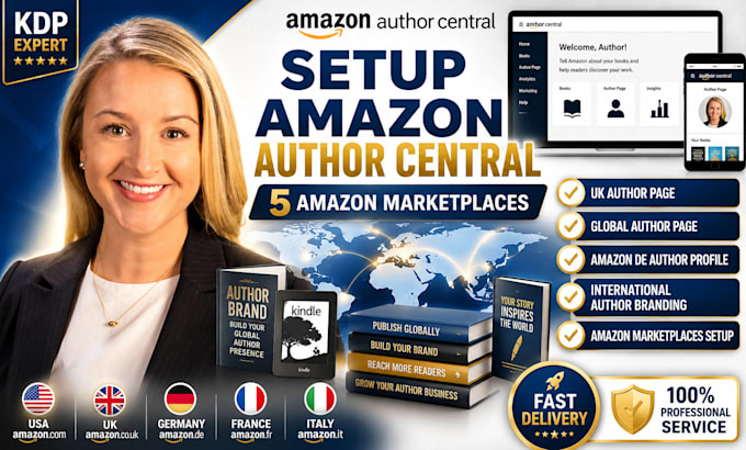 setup author central page for amazon KDP book publishing