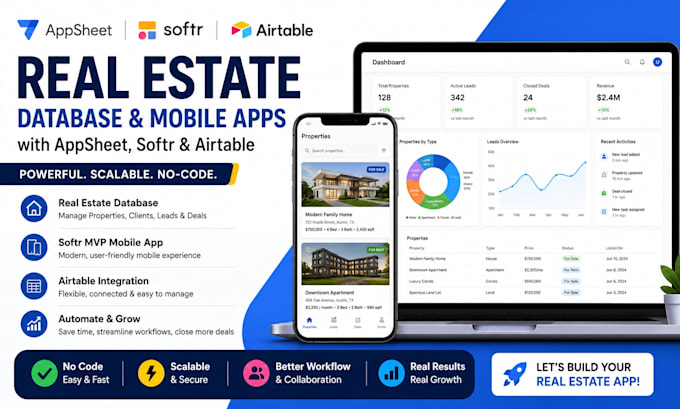 appsheet real estate database, softr airtable, softr mvp mobile app, airtable