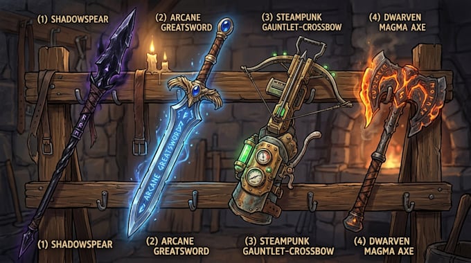 design unique weapons illustrations