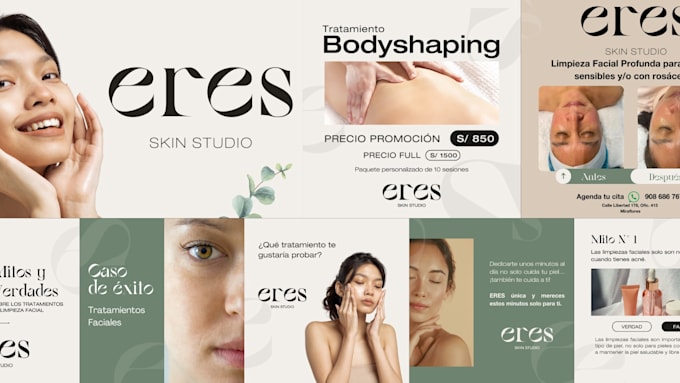 design 5 instagram posts with copy and visual identity