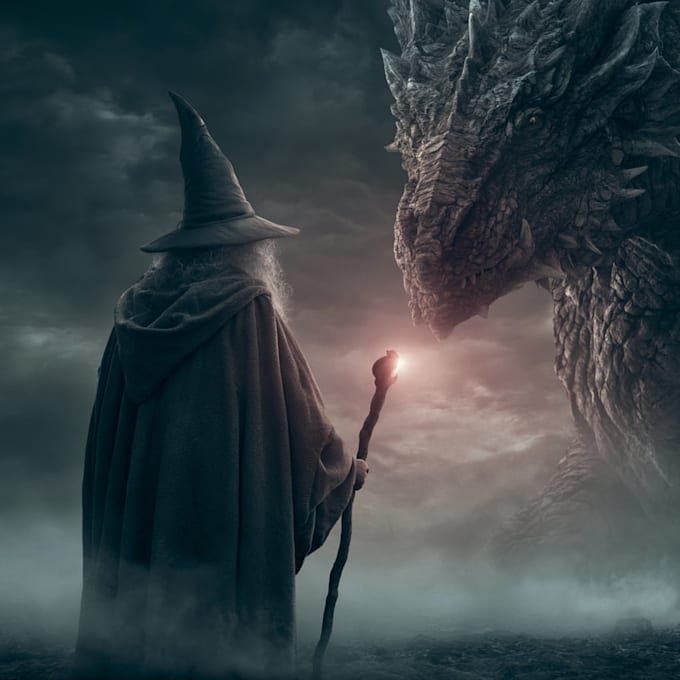 create fantasy book covers with dragons, wizards, and magic