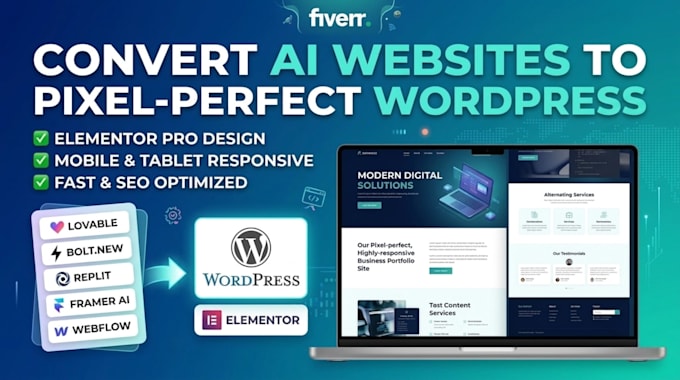 convert your ai generated website to a pixel perfect wordpress elementor site
