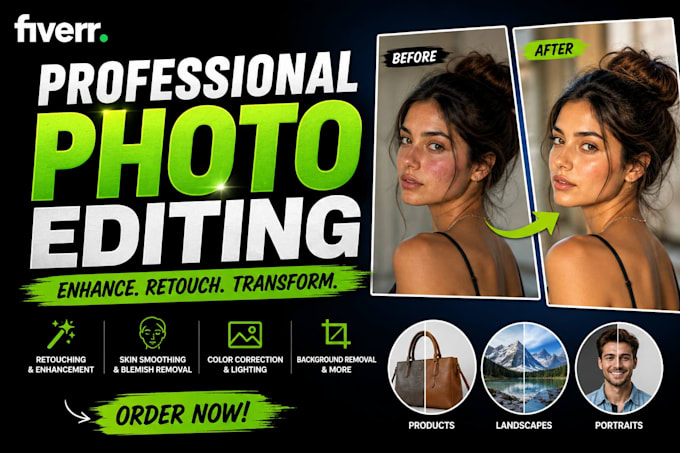 design professional photo editing, retouching and bg removal