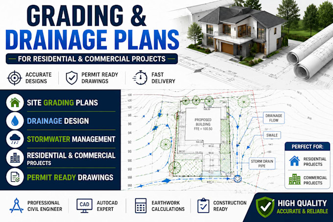 design grading and drainage plans for residential and commercial projects
