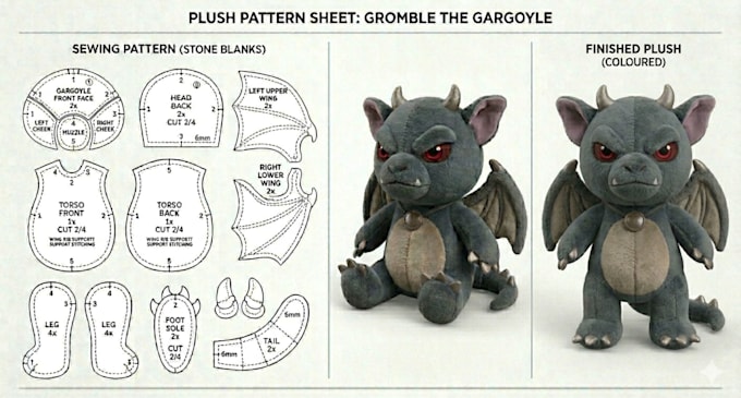 design plush sewing pattern tech pack stuffed toy ready for production