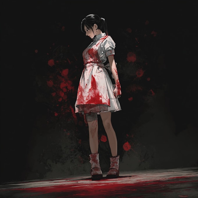 draw bloody horror illustration