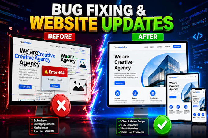 fix website bugs HTML CSS wordpress and shopify issues