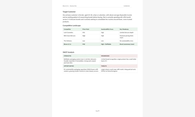 write a professional business plan for your startup or idea