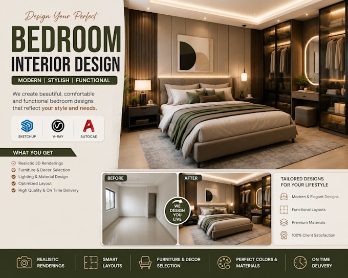 design and render realistic 3d interior interiors