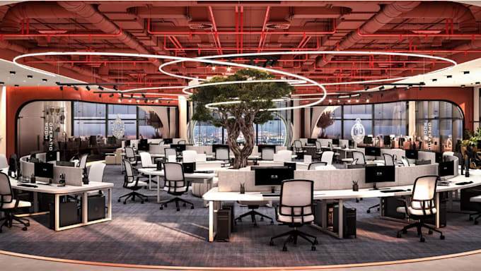 3d office interior design warehouse meeting room workspace ball room conference