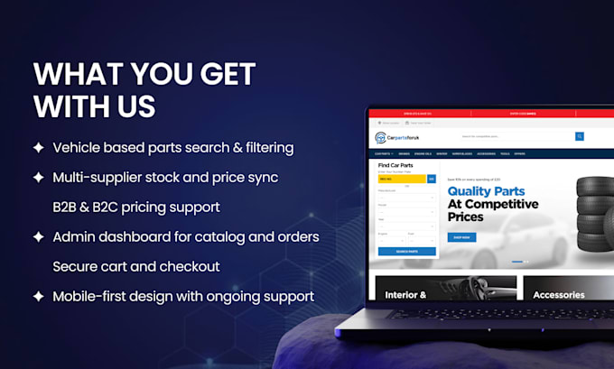 build high converting custom car parts ecommerce website with car compatibility