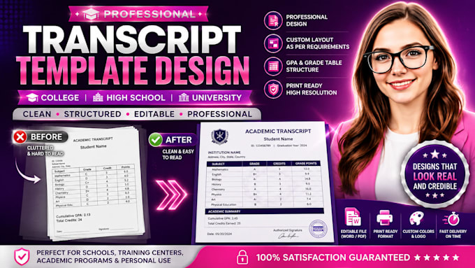 design transcript template, college transcript, high school and university