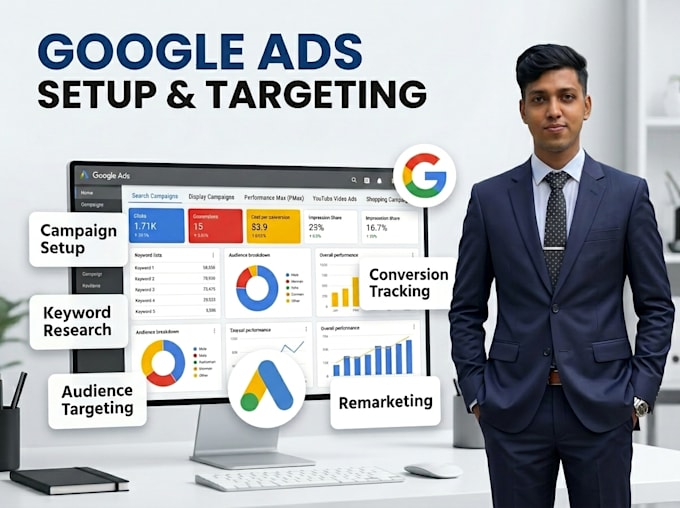 setup, manage and optimize google ads PPC campaigns and youtube ads campaigns