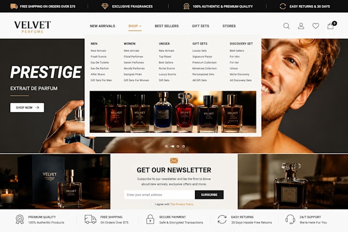 design perfume website fragrance store perfume shopify store beauty store