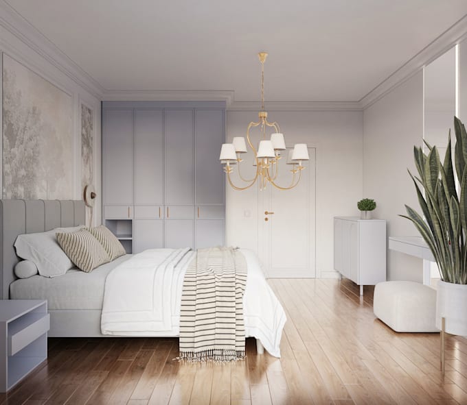 3d visualization of a bedroom
