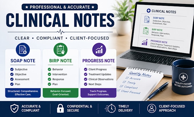 write soap, birp, and progress notes professionally