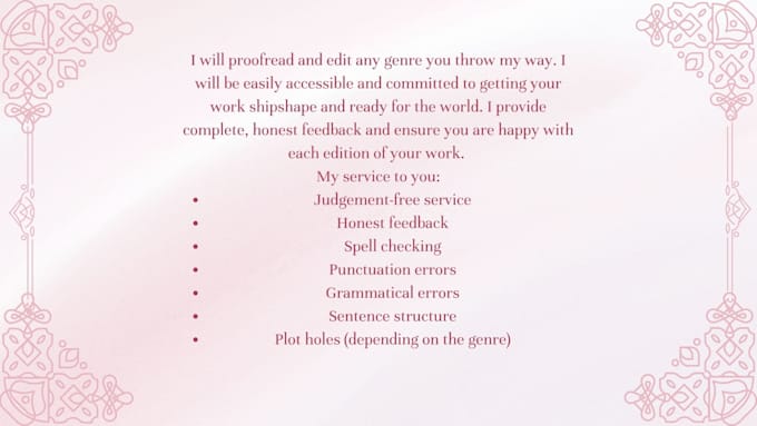 proofread, provide feedback, and edit your ebook