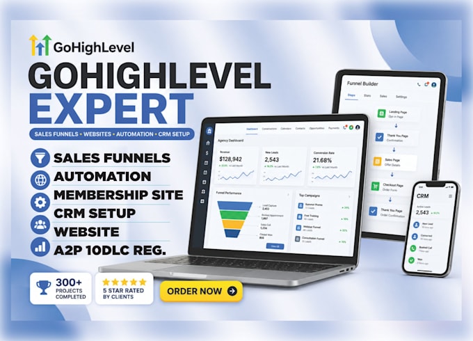 gohighlevel sales funnel, landing page and automation workflow API intergration