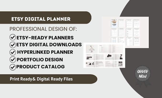 etsy digital planner digital journal hyperlinked planner for etsy shop
