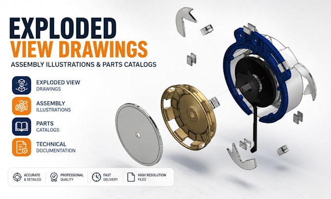 create exploded view drawings, assembly illustrations, and parts catalogs