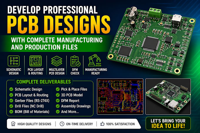develop professional pcb designs with complete manufacturing files