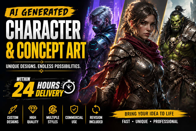 create ai generated character or concept art within 24 hours