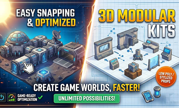create optimized 3d modular kits and props for game engines