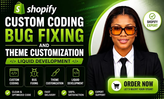 do shopify custom coding, bug fixing, theme customization and liquid development