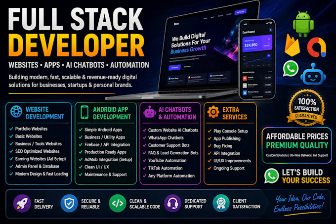 develop websites , android apps , custom ai and automation