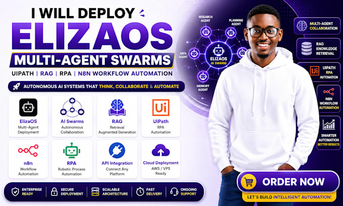 deploy elizaos multi agent swarms uipath rag rpa n8n workflow automation