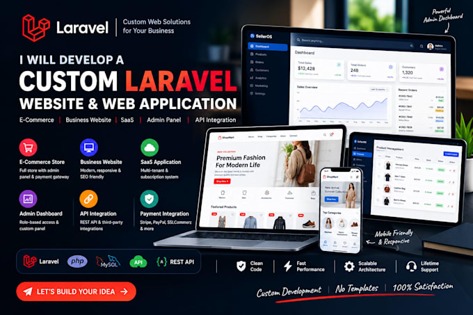 build a custom business or ecommerce website in laravel php