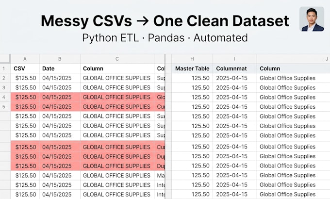 build a python etl script to clean merge and consolidate your CSV data